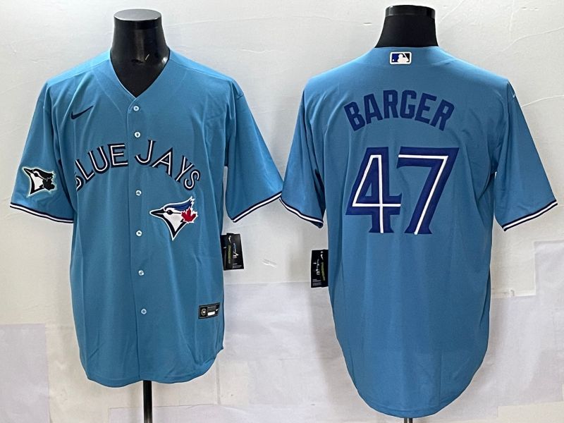 Men Toronto Blue Jays 47 Barger Light Blue Game 2025 Nike MLB Jersey style 002